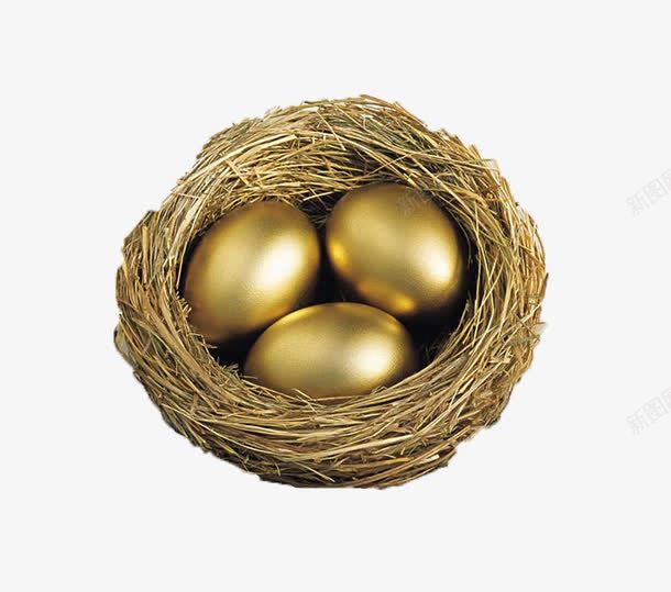 3个金鸡蛋png免抠素材_新图网 https://ixintu.com 创意 圆弧 立体 鸡巢
