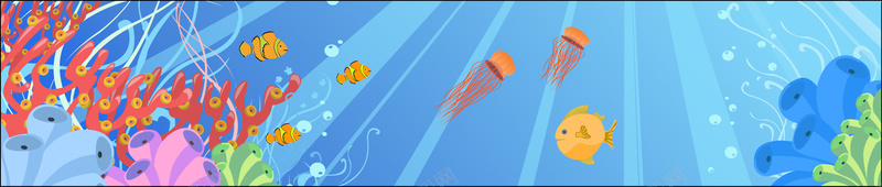 卡通海底世界banner矢量图背景
