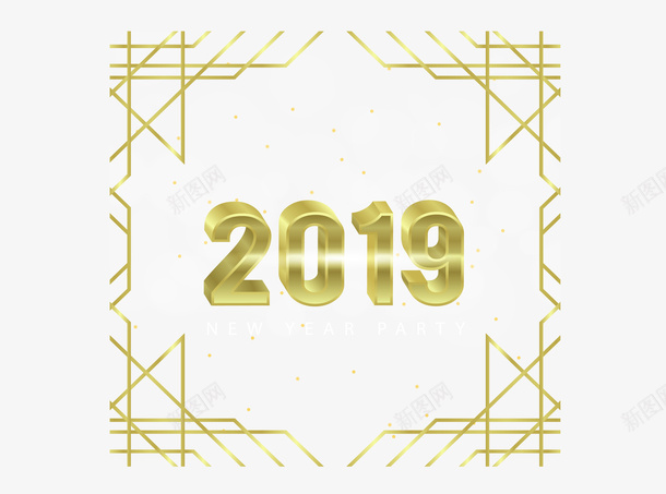 金色线条2019新年矢量图ai免抠素材_新图网 https://ixintu.com 2019 2019新年 新年快乐 矢量png 金色2019 金色线条 矢量图