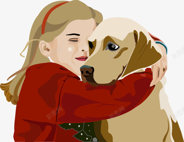 抱着狗亲昵的可爱女孩png免抠素材_新图网 https://ixintu.com 亲昵 可爱 女孩 抱着狗 狗与人 矢量人物插图