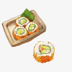 黄色寿司寿司手绘画片高清图片