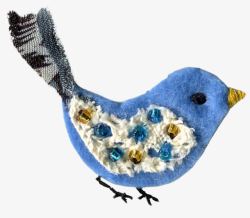 手工小鸟手工布艺蓝色小鸟装饰元素高清图片