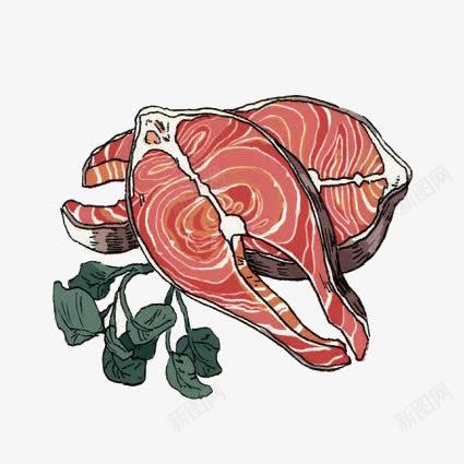 手绘鳕鱼png免抠素材_新图网 https://ixintu.com 肉类 鱼肉 鱼肉块 鱼肉插画 鳕鱼肉
