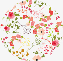 圆形浪漫粉色花朵花纹矢量图素材