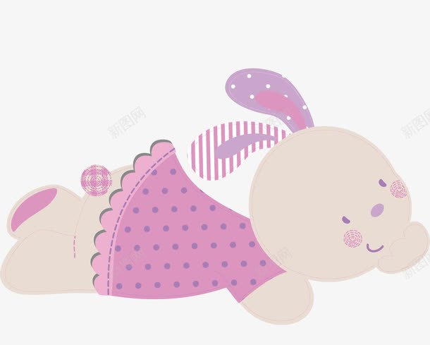 可爱小兔子png免抠素材_新图网 https://ixintu.com 创意 卡通 可爱 小兔子 彩色的 手绘的 矢量的 紫色裙子