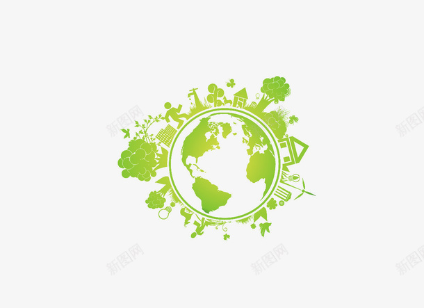 环保地球png免抠素材_新图网 https://ixintu.com 地球 循环 拯救地球 环保 绿色