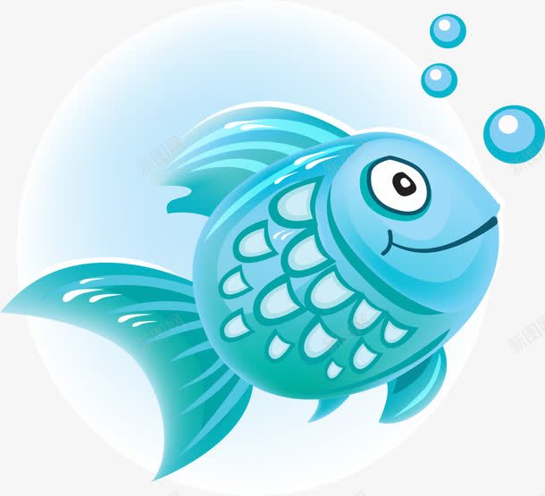 蓝色卡通小鱼png免抠素材_新图网 https://ixintu.com 卡通动物 可爱小鱼 气泡鱼 简约小鱼 蓝色小鱼 装饰图案