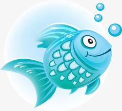 动物印花图案蓝色卡通小鱼高清图片
