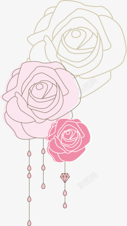 粉色线条玫瑰素材