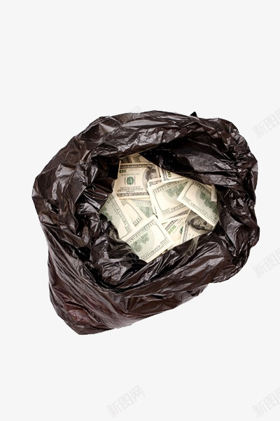 实物垃圾袋美元png免抠素材_新图网 https://ixintu.com 回收 垃圾 垃圾场 清理 美元 钱 黑色垃圾袋