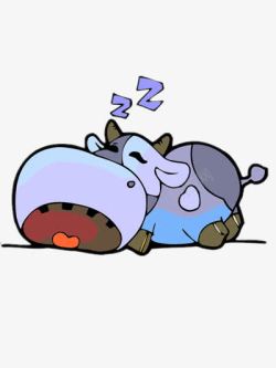 睡觉的彩色卡通动物素材