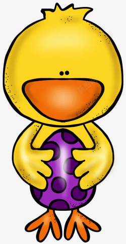 抱着紫色蛋黄色小鸡素材