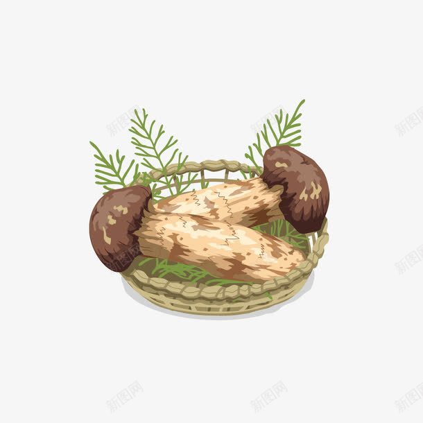 一篮子蘑菇png免抠素材_新图网 https://ixintu.com 篮子 蘑菇 香菇 鲜菇
