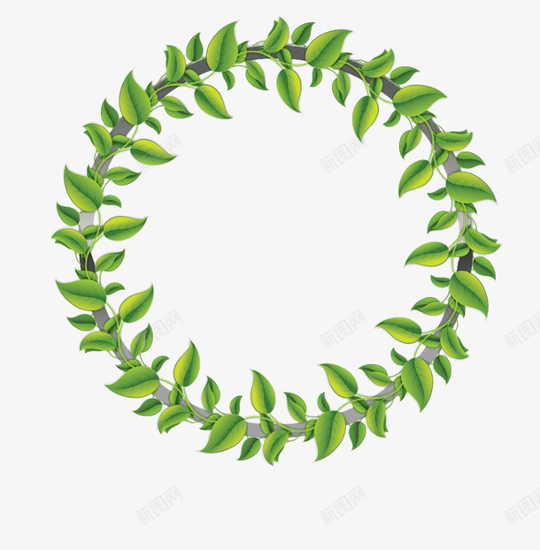 树藤边框png免抠素材_新图网 https://ixintu.com 一个 卡通 叶子 圆形的 手绘 树藤 简图 绿色的