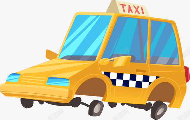 卡通taxi矢量图ai免抠素材_新图网 https://ixintu.com taxi 车辆 黄色 矢量图
