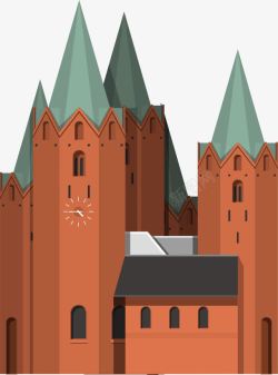 红砖尖顶卡通城堡建筑高清图片