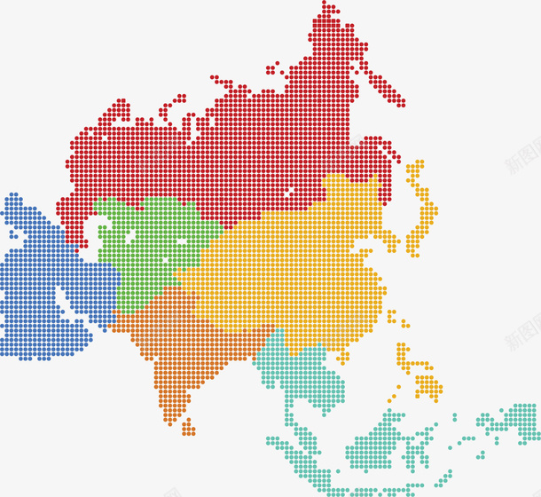 彩色波点亚洲地图矢量图ai免抠素材_新图网 https://ixintu.com 亚洲 亚洲地图 地图 彩色波点 波点地图 矢量png 矢量图