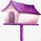 紫色卡通鸽子小屋淘宝促销素材