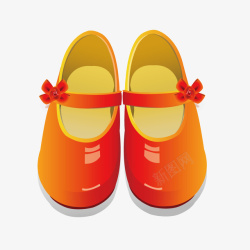 橙黄色渐变小女孩鞋子矢量图素材