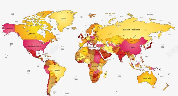 世界地图png免抠素材_新图网 https://ixintu.com 世界地图 地图PNG素材 彩色地图 旅游地图