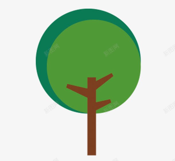 绿色卡通小树图标png_新图网 https://ixintu.com 卡通树 卡通植物 卡通绿色图标 咖色 圆形 绿色图案