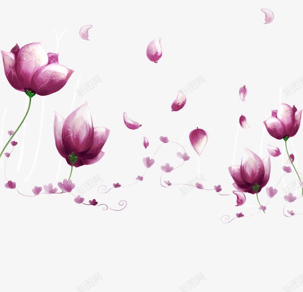 卡通紫粉色花朵背景png免抠素材_新图网 https://ixintu.com 卡通 紫粉色 背景 花朵 花瓣
