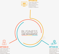 漂浮三圆线信息图表矢量图素材