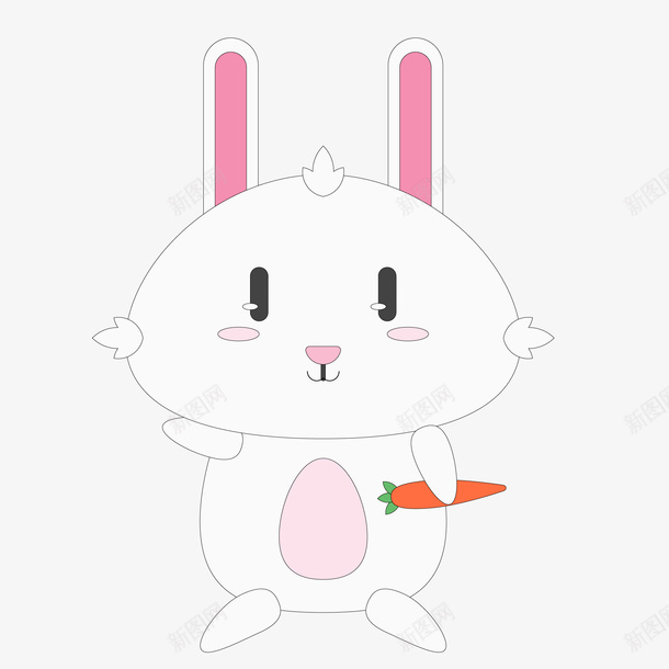 卡通手绘可爱的小兔子矢量图ai免抠素材_新图网 https://ixintu.com 动物设计 可爱 复活节 小兔子 手绘 拿着萝卜 矢量图