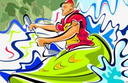 运动点球油彩手绘男人冲浪高清图片
