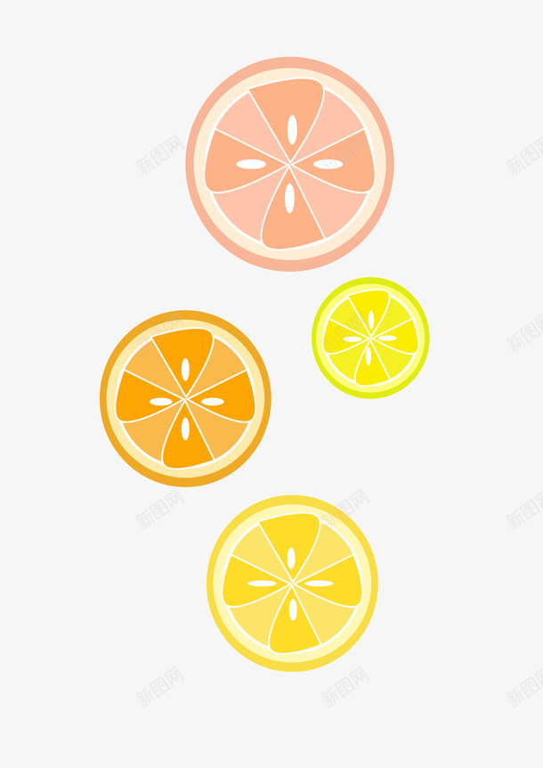 柑橘类水果切片png免抠素材_新图网 https://ixintu.com 卡曼橘 柠檬 桔子 葡萄柚
