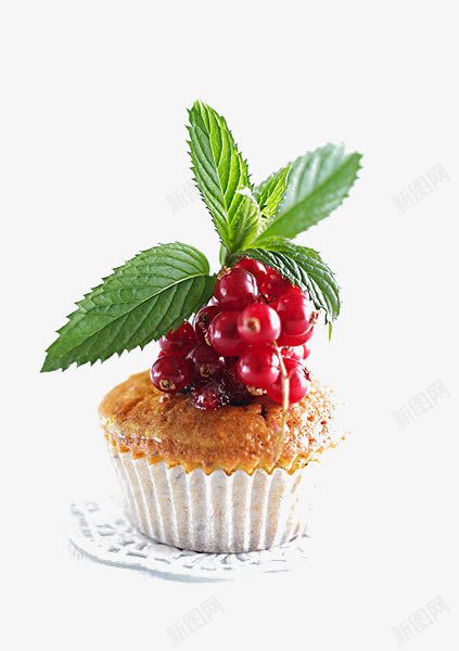红色水果蛋糕png免抠素材_新图网 https://ixintu.com 甜食 红色 绿色叶子 蛋糕