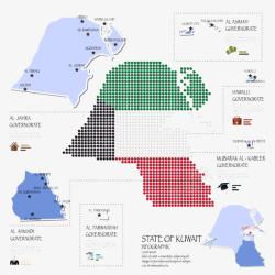 科威特科威特国旗地图高清图片