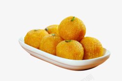 印度小吃一盘印度金色炸球高清图片