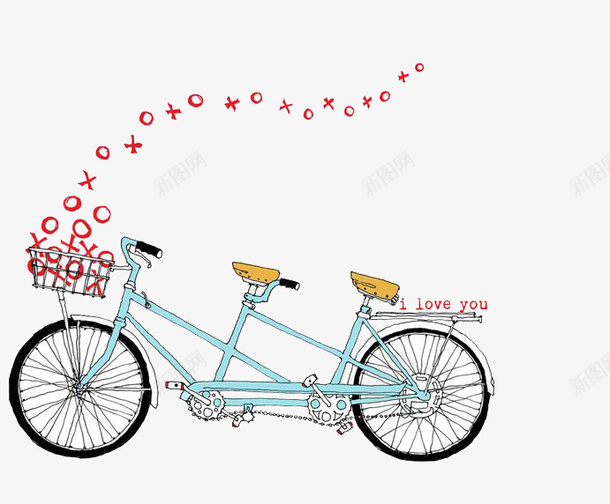 双人自行车png免抠素材_新图网 https://ixintu.com 创意 卡通 双人自行车 手绘