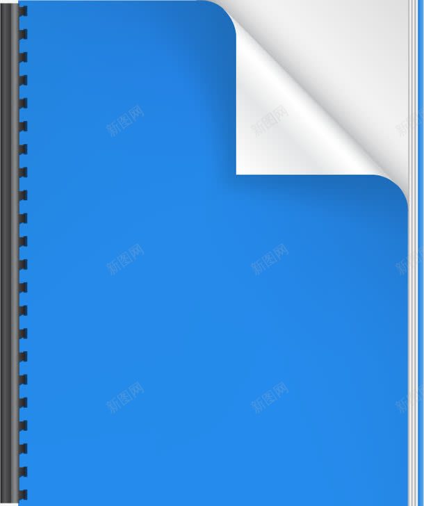 手绘卷边笔记本png免抠素材_新图网 https://ixintu.com 卷边 手绘 笔记本 蓝色