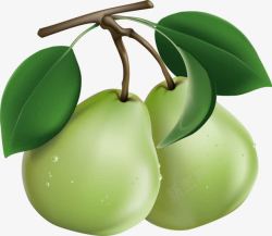 绿色清新梨子装饰图案素材
