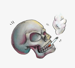 创意吸烟有害健康骷髅头插画素材