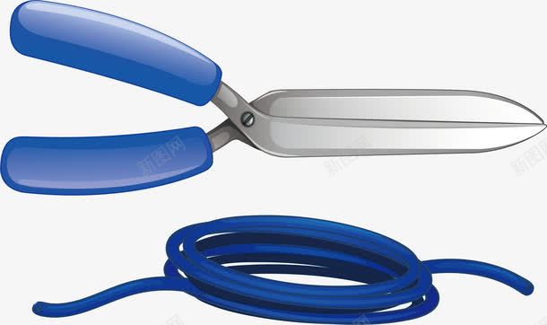 蓝色剪刀和电线png免抠素材_新图网 https://ixintu.com 修理工具 剪刀 电线 蓝色