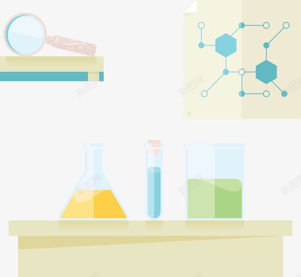 科学烧杯插图矢量图ai免抠素材_新图网 https://ixintu.com 化学实验用品 烧杯 科学烧杯 矢量图