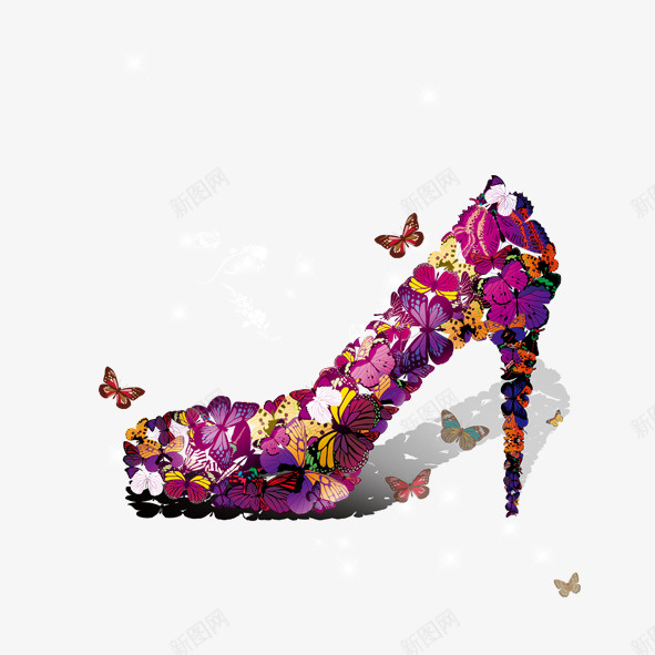 创意高跟鞋psd免抠素材_新图网 https://ixintu.com 创意 女鞋 淘宝 紫色 花朵 蝴蝶 鞋类 高跟鞋
