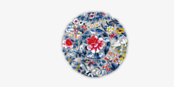 蓝色传统花纹圆形装饰元素素材