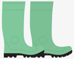 卡通绿色雨天雨鞋矢量图素材