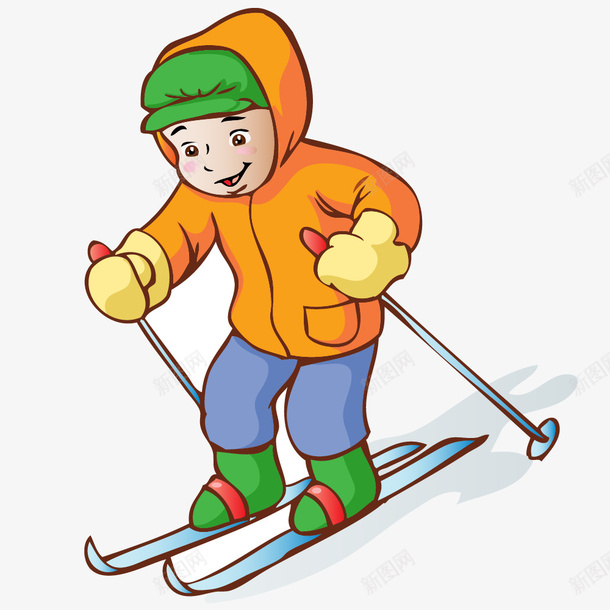 滑雪男孩png免抠素材_新图网 https://ixintu.com 卡通 小人 手绘 滑雪 男孩 简图 绿色 运动 黄色