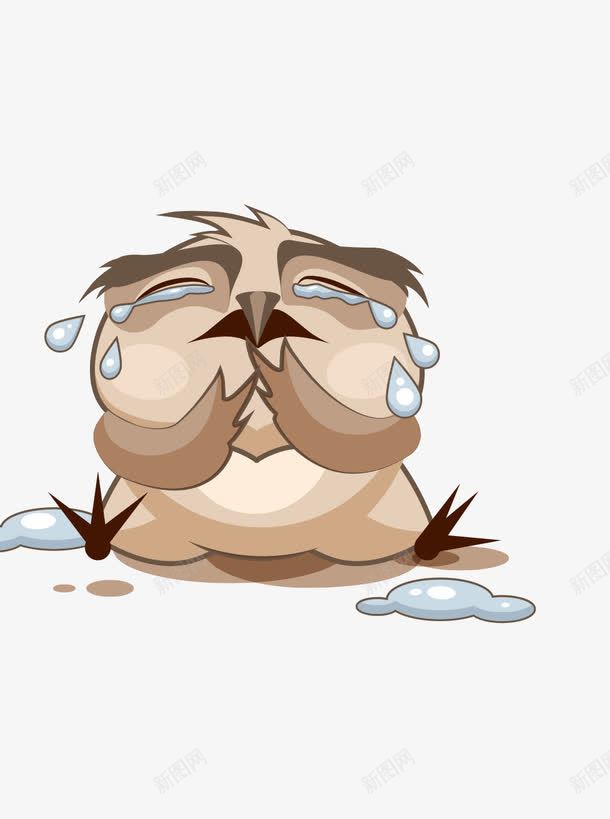 流泪的猫头鹰png免抠素材_新图网 https://ixintu.com 一只 卡通 可爱 手绘 泪珠 猫头鹰 白色的 简图