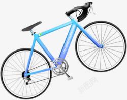 手绘蓝色卡通自行车素材