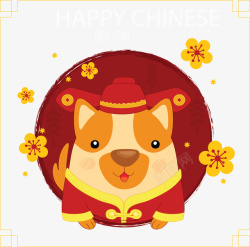 中国新年狗狗海报矢量图素材