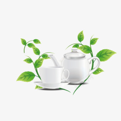 茶壶和茶杯矢量图素材