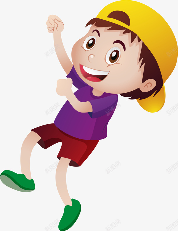 手舞足蹈开心的男孩png免抠素材_新图网 https://ixintu.com 开心 开心的男孩 戴着帽子 手舞足蹈 玩耍 跳舞