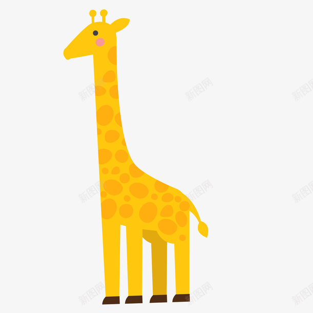 黄色的长颈鹿动物矢量图ai免抠素材_新图网 https://ixintu.com 动物园 动物设计 卡通 扁平化 长颈鹿 黄色 矢量图