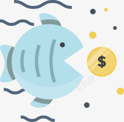 小鱼插画小鱼金融赚钱插画矢量图图标高清图片